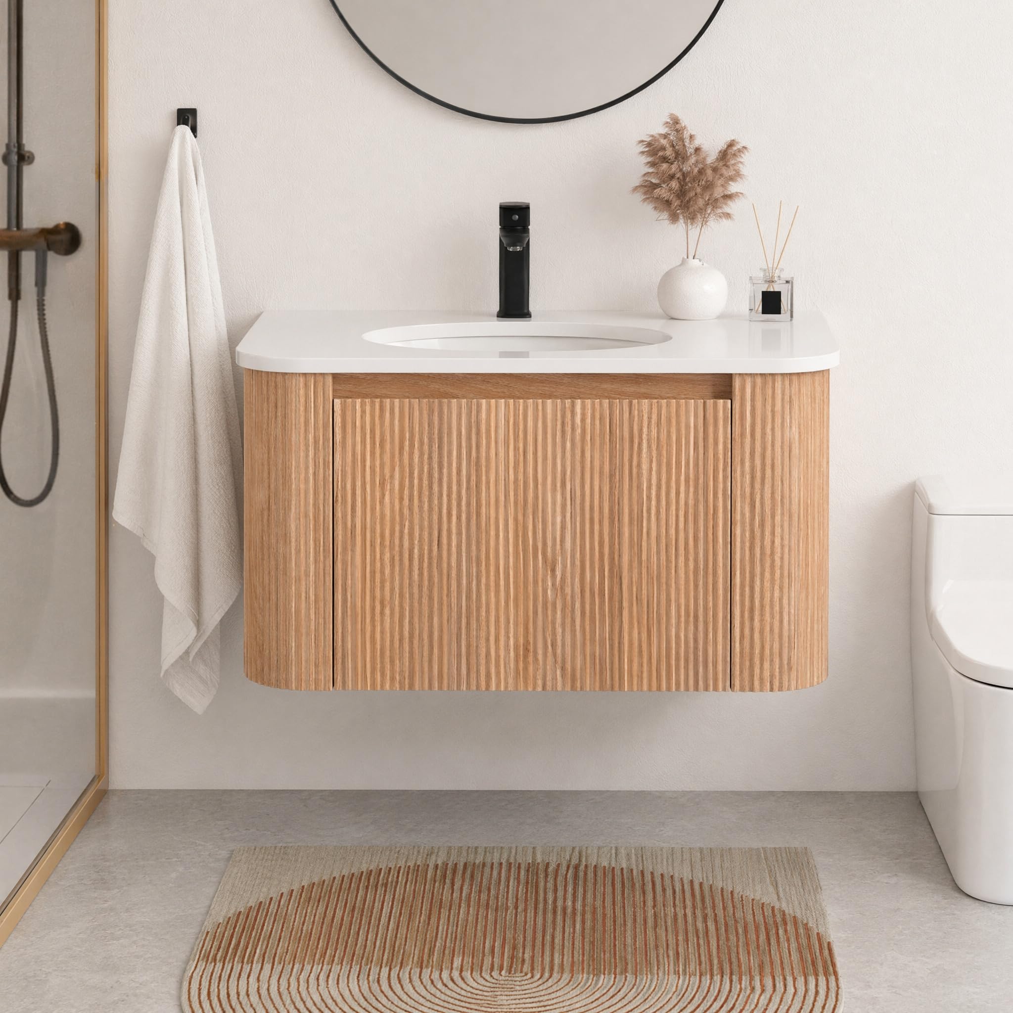 Trygoal 30 Inch Wall Mounted Bathroom Vanity Undermount Sink