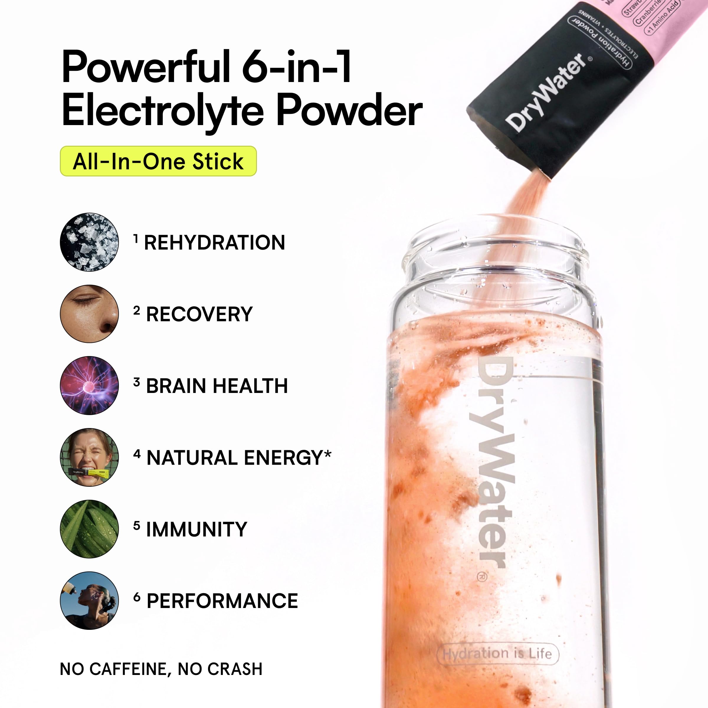 DryWater Electrolytes + Vitamins Hydration Packets, Mixed Berry 12 Pack — Amazon image 4