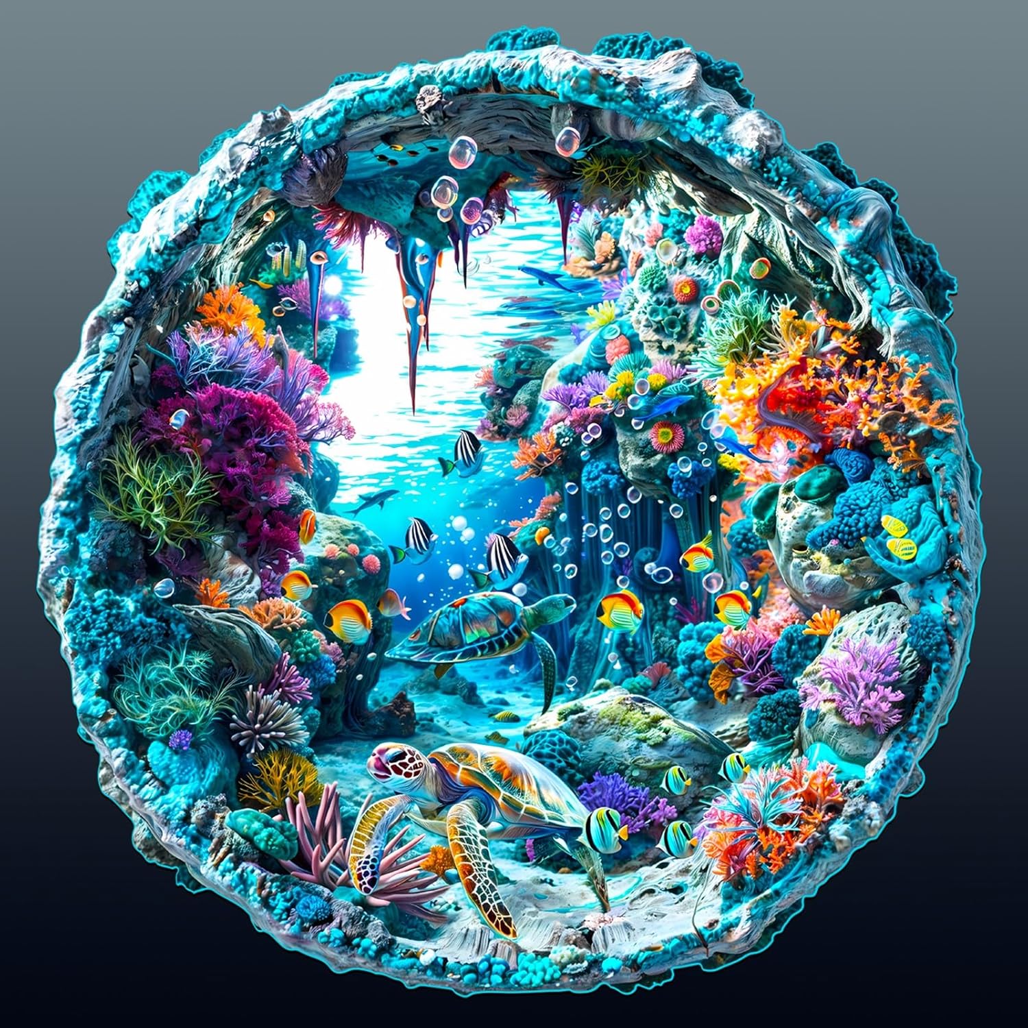Wooden Puzzle for Adults-Wooden Puzzle Unique Shape Advanced 3D Seabed Wooden Jigsaw Puzzle for Adults and Kids,Best Gift,Wood Puzzles,Challenge Wooden Jigsaw Puzzle (L-13.4 * 13.1in-290pcs)