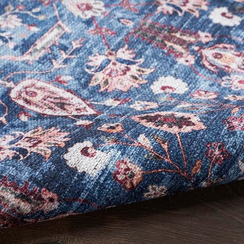 Miniatura 7 de Nourison Brilliance - Alfombra lavable a máquina, tradicional vintage azulladrillo de 2 x 6 pies, fácil de limpiar, no se desprende, para