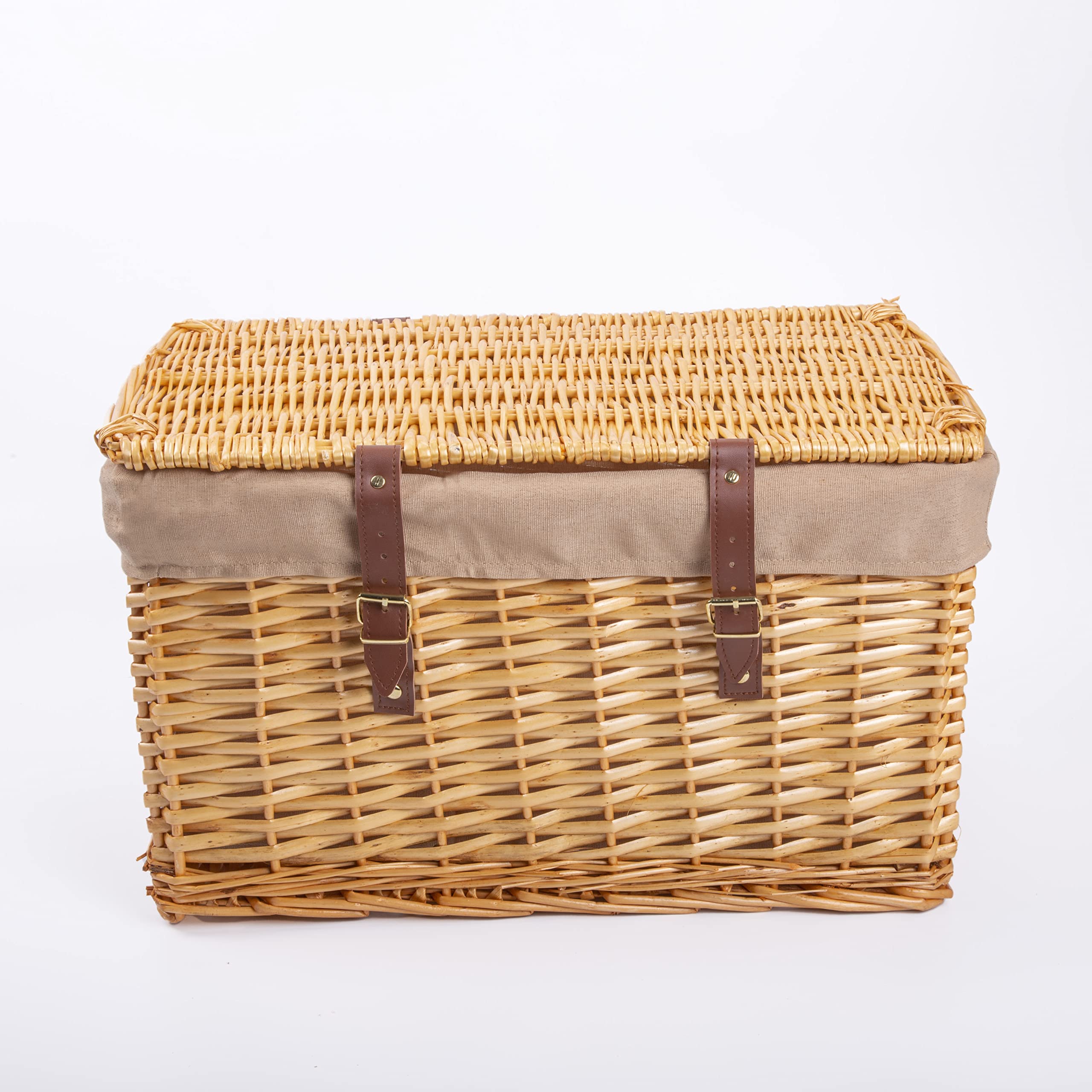 Wickerfield Wicker Hamper Basket with Lid, Hamper Baskets for Gifts Empty, Empty Gift Basket, Wicker Storage Trunk with Lining (Small)