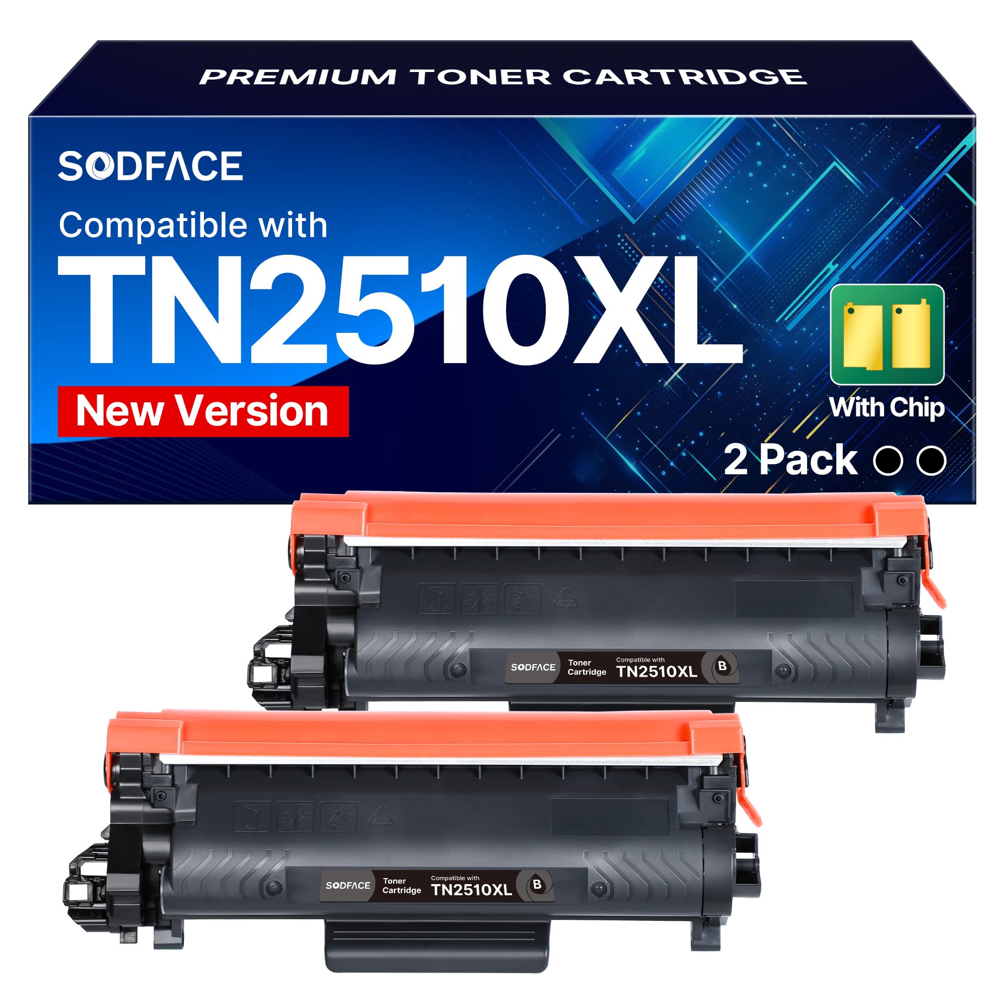SODFACE TN2510XL Toner Kompatibel für HL-L2400DW HL-L2400DWE (2 Schwarz) | Kompatible für Brother HL-L2400DW HL-L2400DWE HL-L2445DW HL-L2447DW MFC-L2800DW MFC-L2827DW MFC-L2827DWXL MFC-L2835DW TN2510