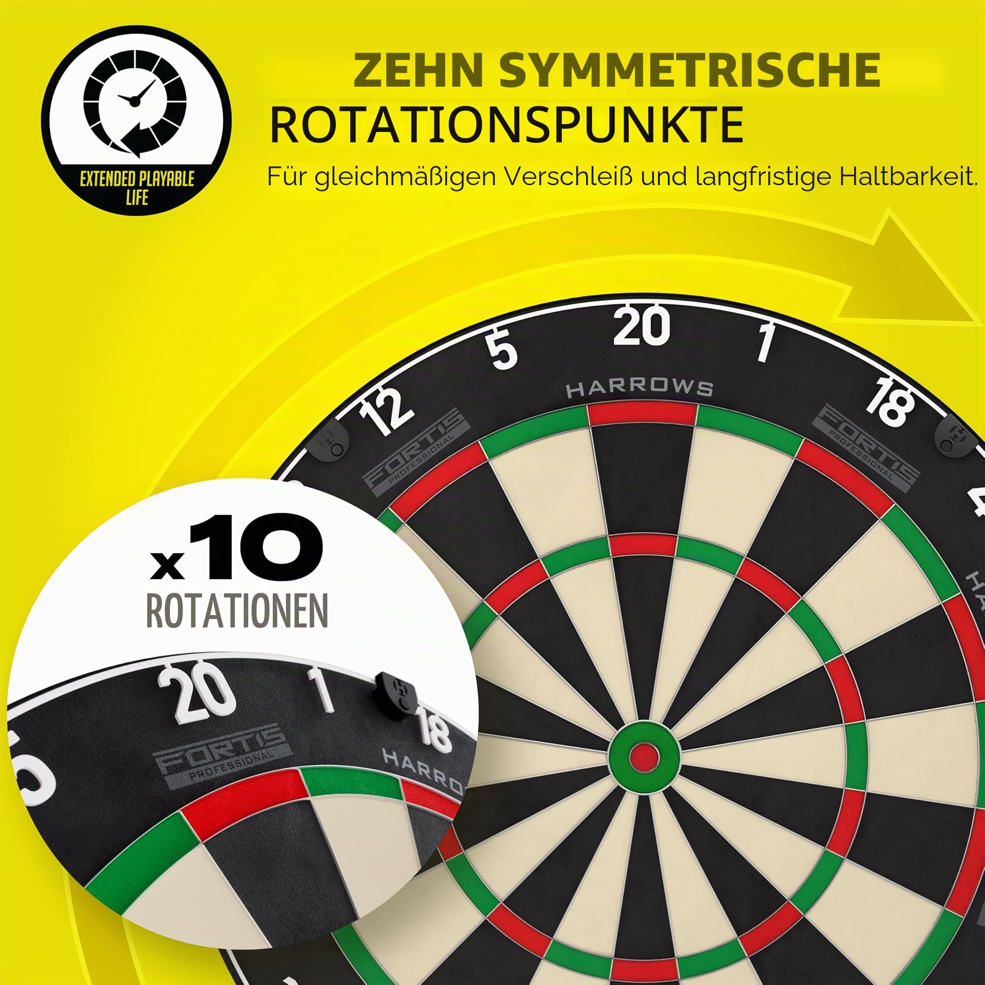 Harrows Dartscheiben I Dartscheibe in Standardgröße I Kompatibel mit Dartscheibenständer, Dartscheibenbeleuchtung und Dartscheibenschrank