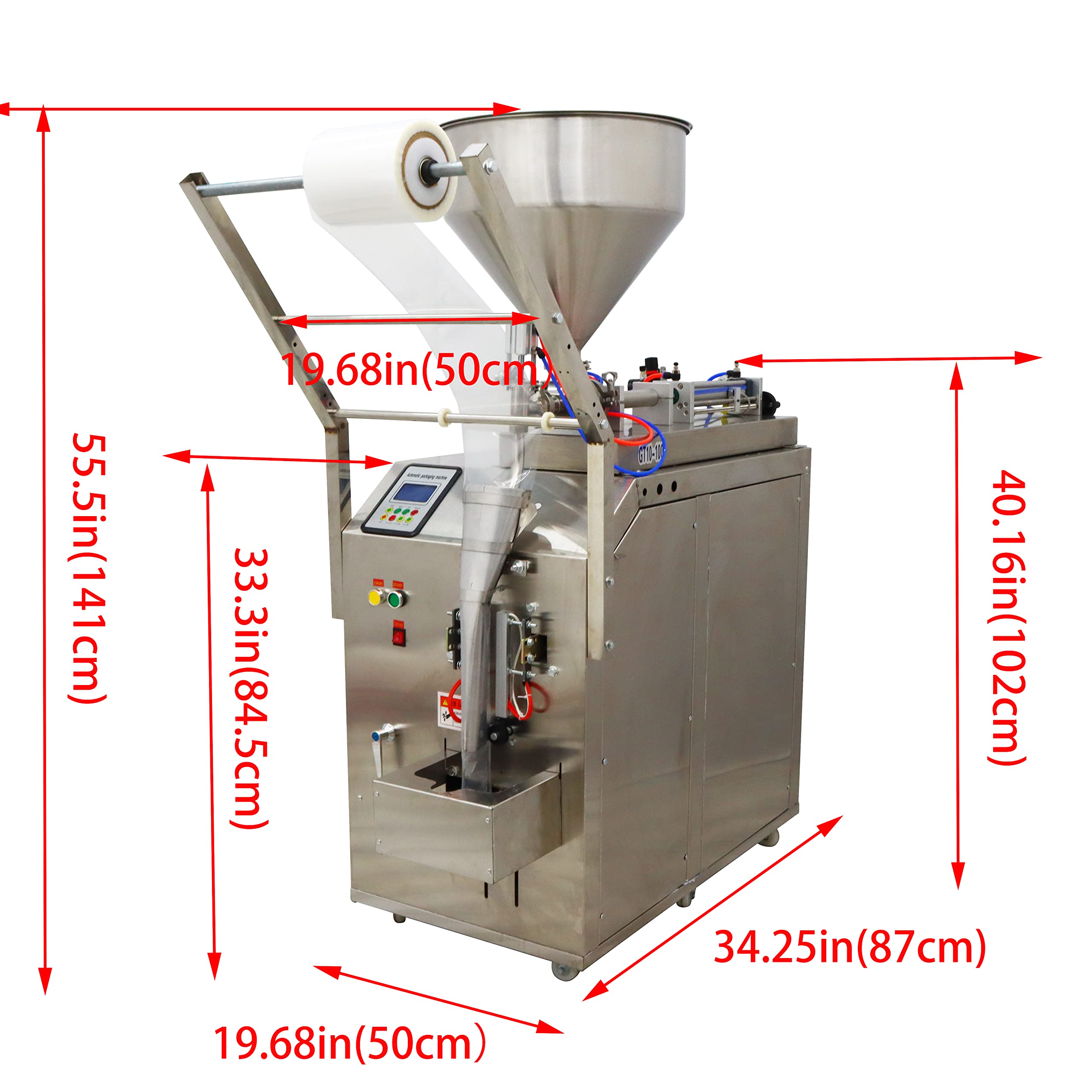 INTBUYING Automatic Quantitative Paste Liquid Filling Packing Machine 10-100ml Stainless Steel Automatic Liquid and Paste Filling Sealing Machine for Water Milk Oil Vinegar 110V
