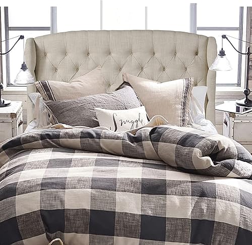 Miniatura 9 de Rosevera Benicia - Cama con cabecero ajustable y botones para dormitorio, Queen, beige textil