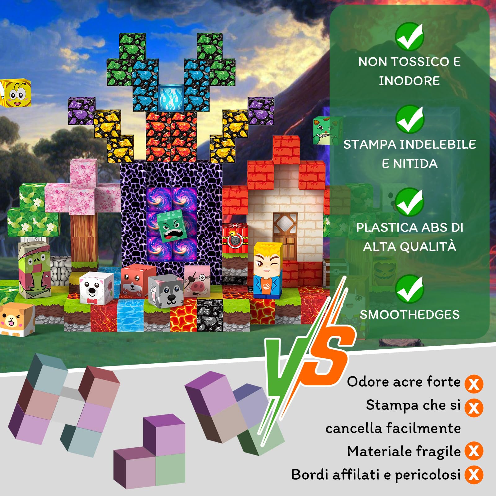 Costruzioni Magnetiche per Bambini 150 PCS 2CM 3+ Giochi Cubi Magnetici, Blocchi Building Blocks Giocattoli Montessori a Partire da 3 4 5 6 7 8 9 10 11 12 Anni Regali di Compleanno per Ragazzi