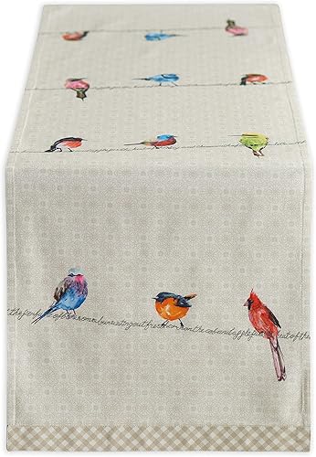 Maison d' Hermine - Camino de mesa de 100% algodón, pajaritos en el cable, 14.5 pulgadas por 72 pulgadas. disponible en Yaxa El Salvador