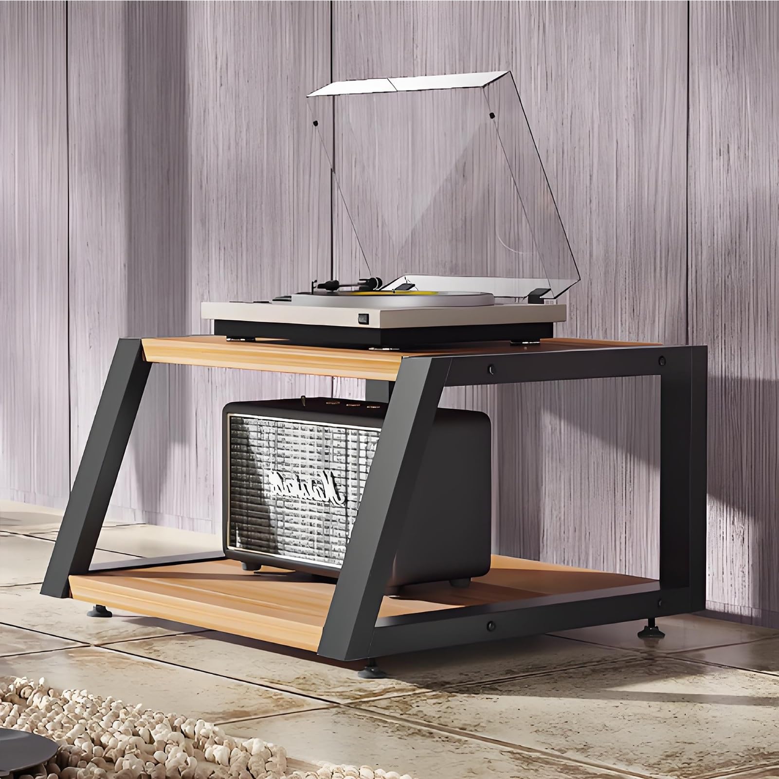 Étagère de rangement pour TV CD médias stéréo meuble au sol ouvert pour cinéma maison et bureau