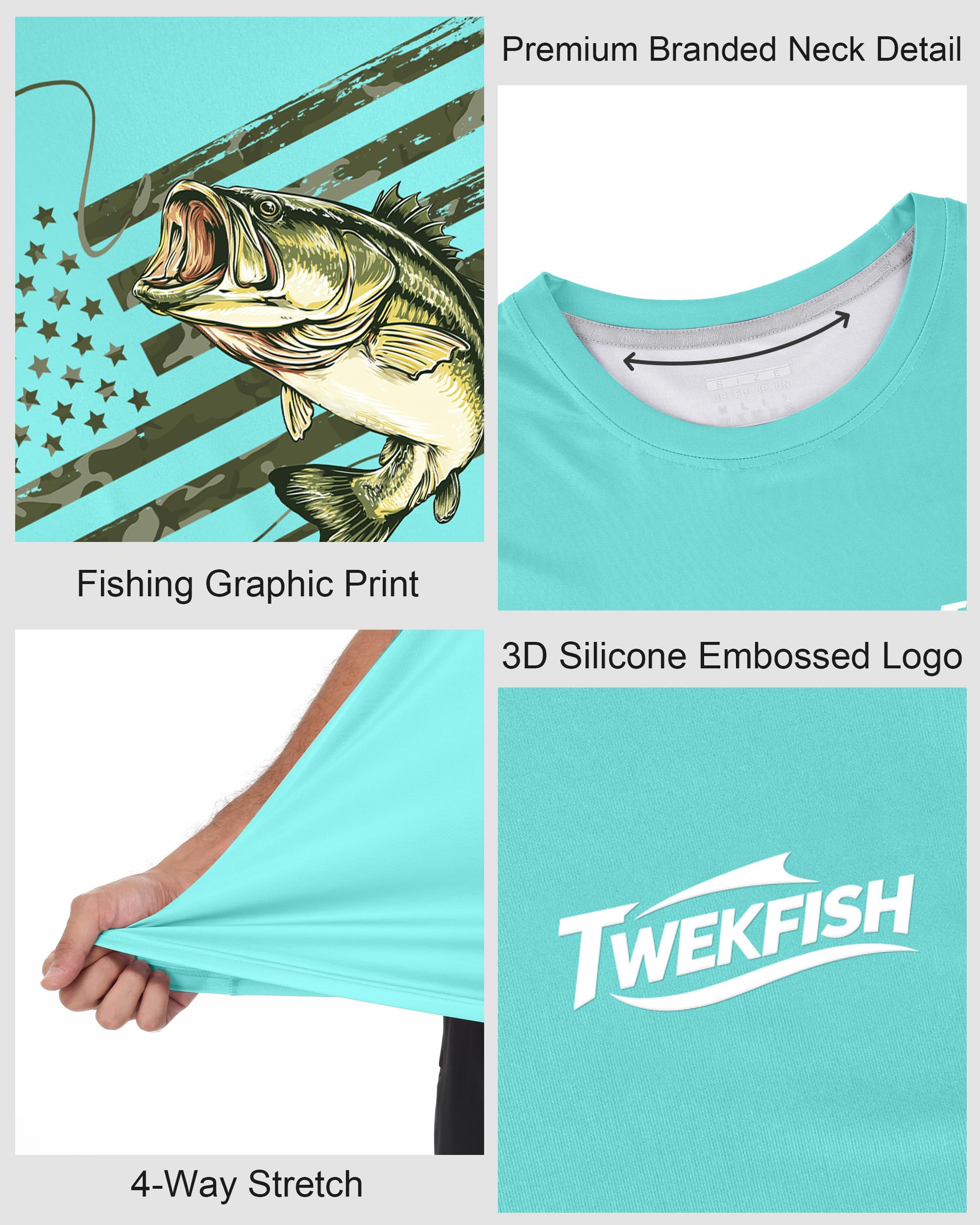 Men's Fishing Shirt Short Sleeve, UPF 50+ UV Sun Protection T-Shirt, Quick Dry Graphic Tee for Swim Surf — view 4