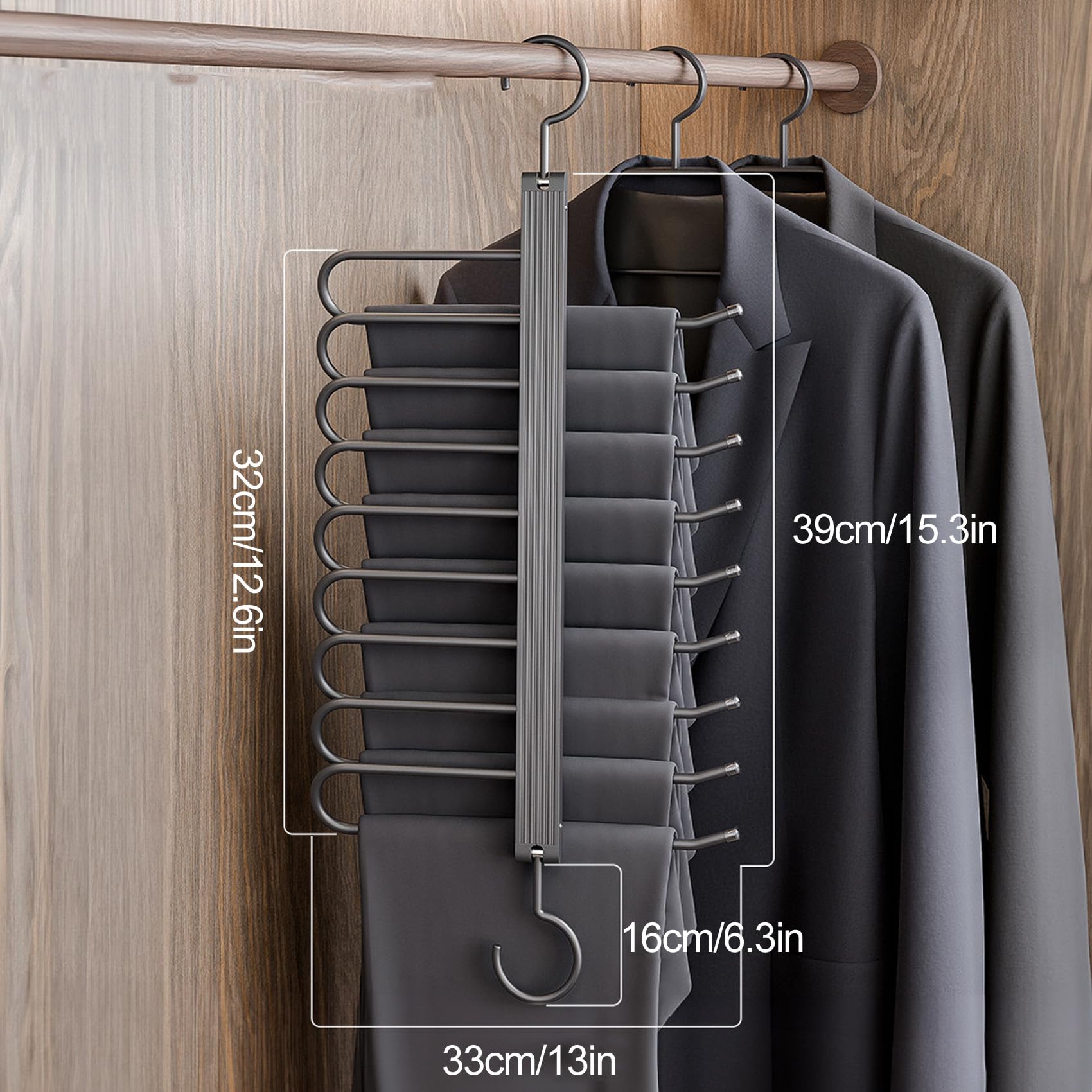6 in 1 Grucce Pantaloni, Organizer Armadio (2 Pezzi)