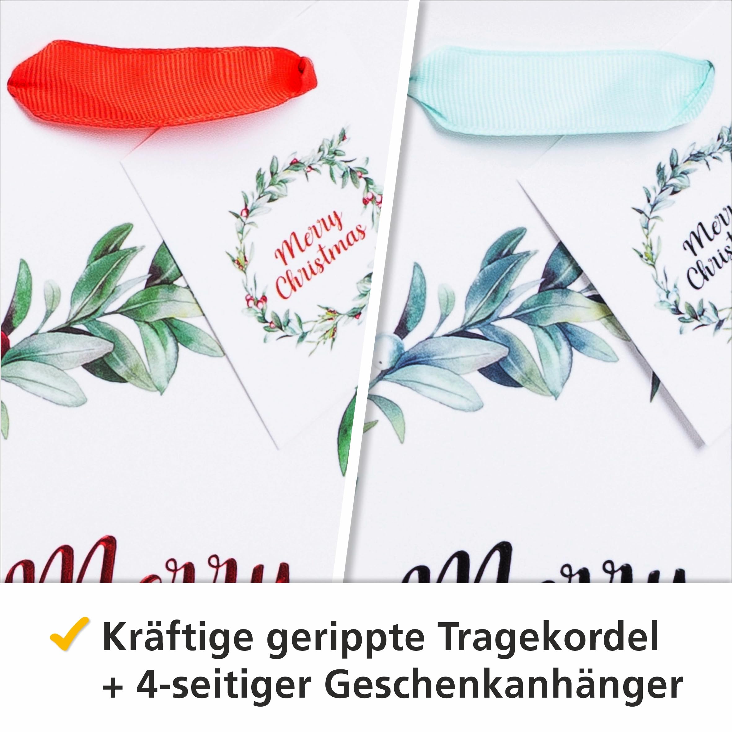 HEKU 24 sacchetti regalo natalizi XL, 33 x 26 x 13 cm, ghirlanda natalizia con finitura Hotfoil, inclusi bigliettini pieghevoli, carta di alta qualità