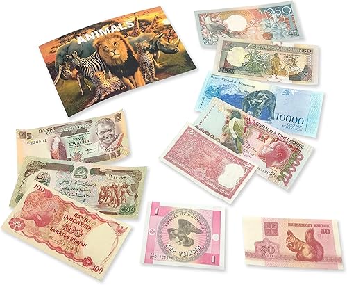 World Paper Money 20 billetes de animales - Eleva tu colección de moneda extranjera con billetes antiguos y completa tu álbum de coleccionables.