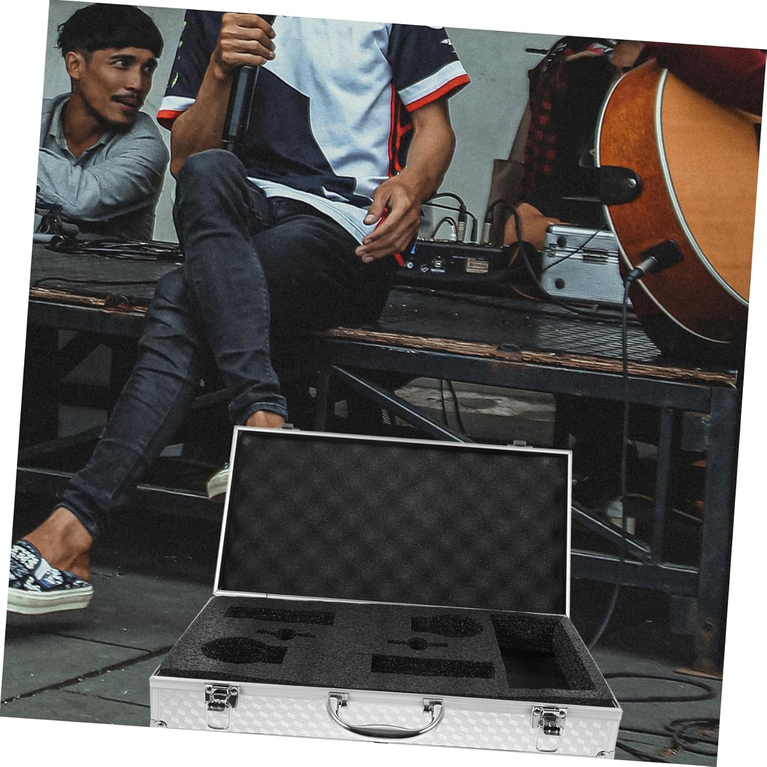 Yardwe Slot Case for Microphone Briefcases for Men Aluminum Storage Case for Ktv Equipment