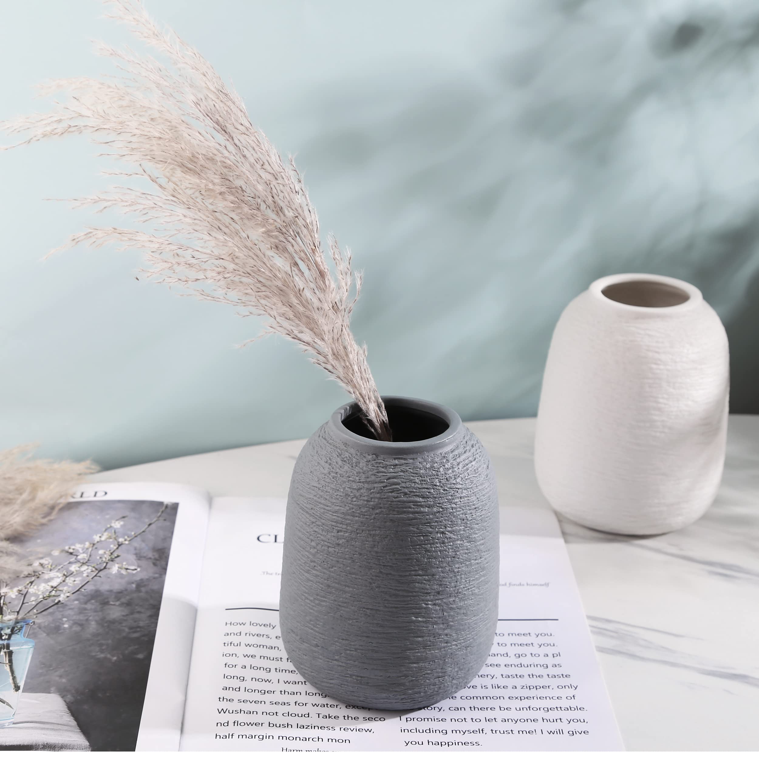 ねずみ色秞花器 Amazon.co.jp: センターピース用の割れたグレーの花瓶 11.2