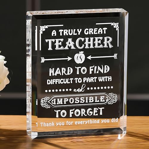 Movdyka Los mejores regalos para profesores para mujeres y hombres, recuerdo de cristal para Navidad, San Valentín, grabado con láser, ideas de