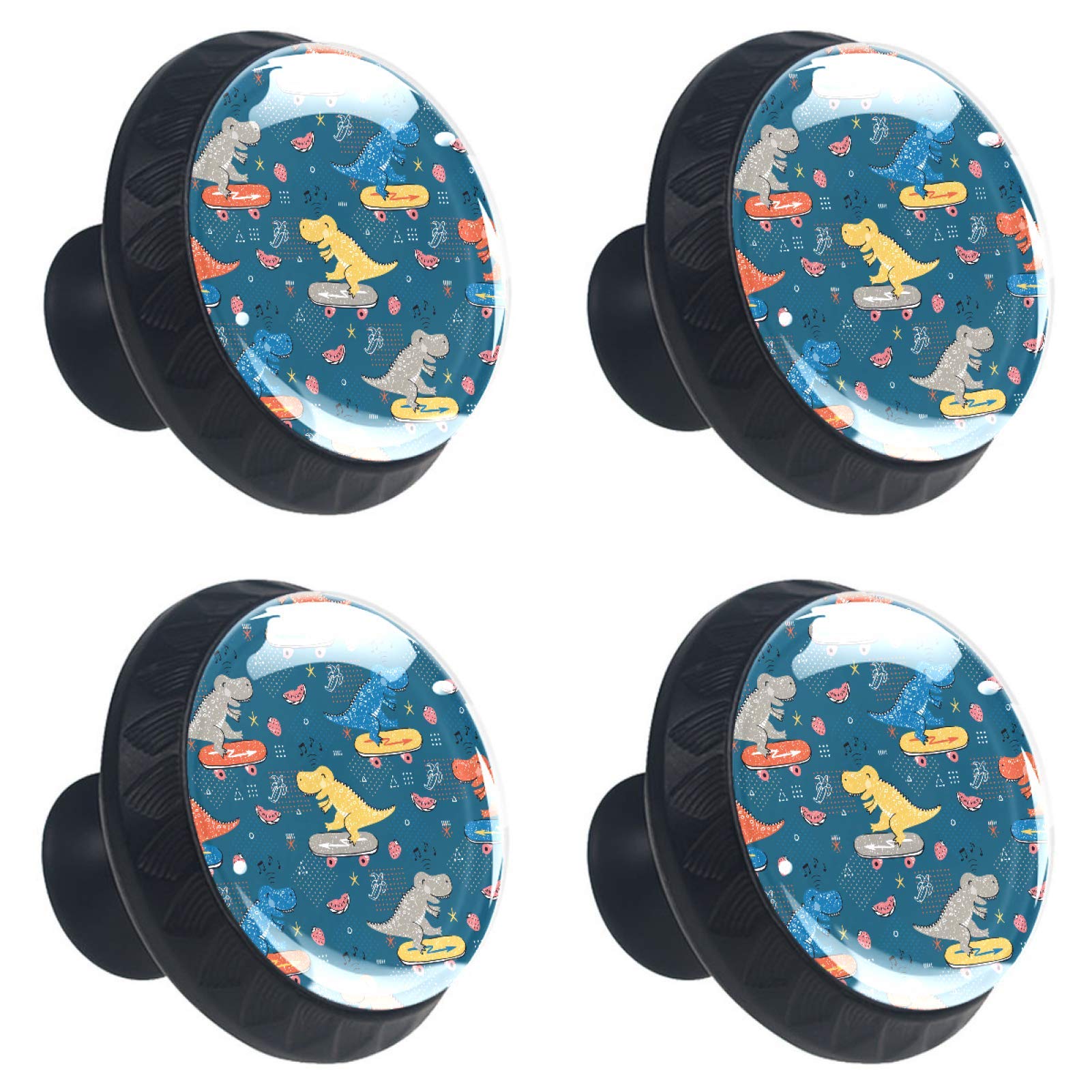 Poignées de tiroir dinosaure bleu contre les boutons de meuble ennuyeux