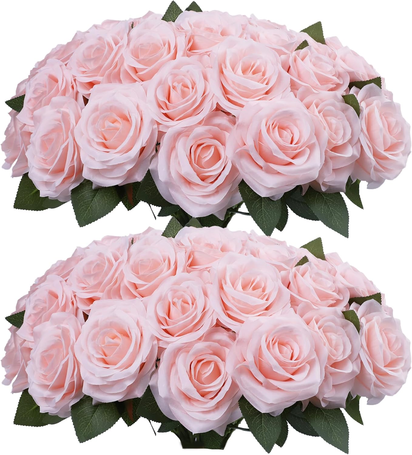 Rose Artificial Flowers Artificial Rose Fake Rose Silk Rose Real Looking Fake Flowers with Stems for DIY Wedding Bouquets Tables Centerpieces Floral Arrangements (50, Blush)