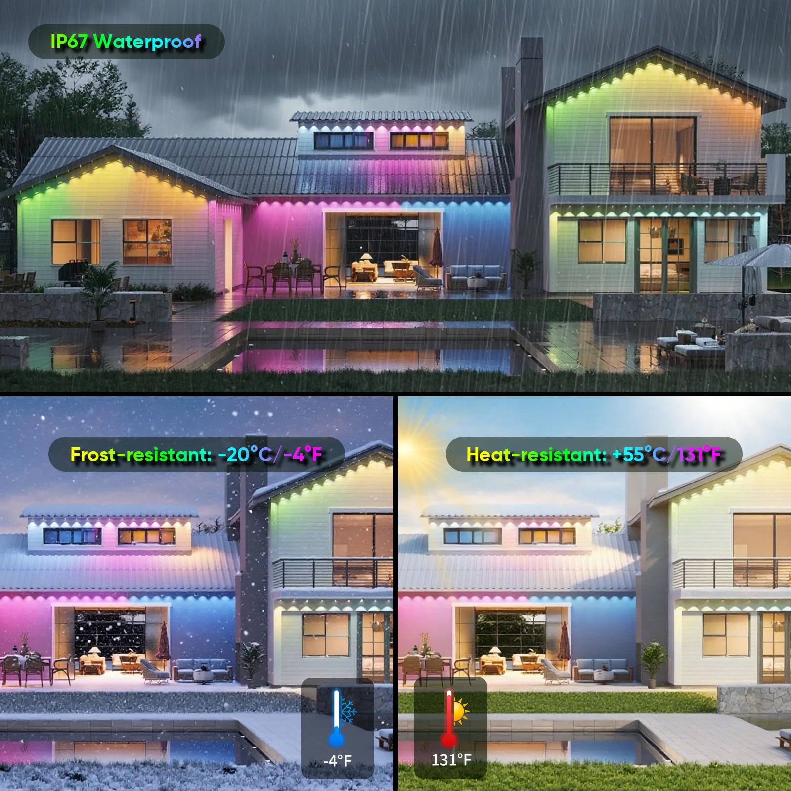 iNextStation 5M RGBIC Neon Rope Light, 360° RGB Outdoor LED Strip Lights - Image 3