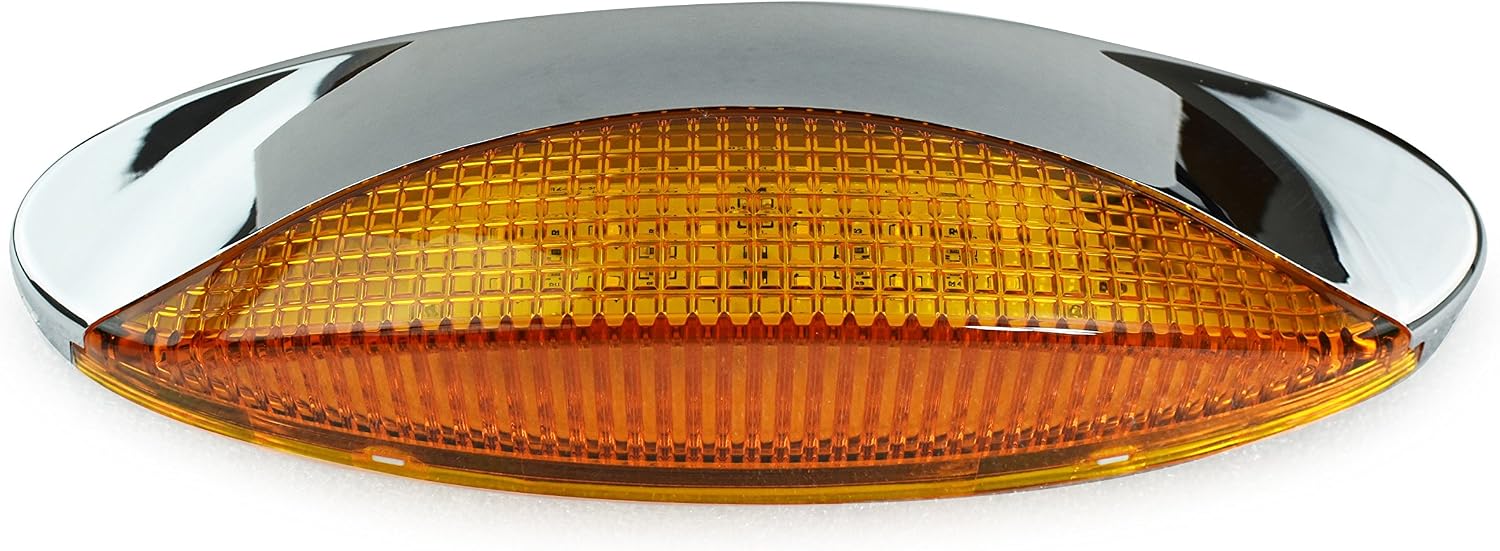 LED RV Chrome Euro Exterior Porch Utility Light 12v 220 Lumen Lighting Fixture. Replacement Lighting for RVs, Trailers, Campers, 5th Wheels Amber Lense (Chrome-Amber Lens, 1 Pack)