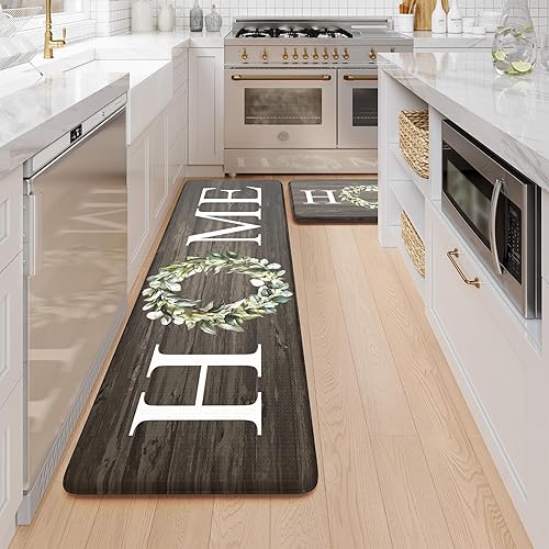 Miniatura 9 de KIMODE Tapete de cocina antifatiga, 2 unidades, antideslizante, impermeable, tapete de cocina de granja para piso, tapete acolchado de espuma cómoda