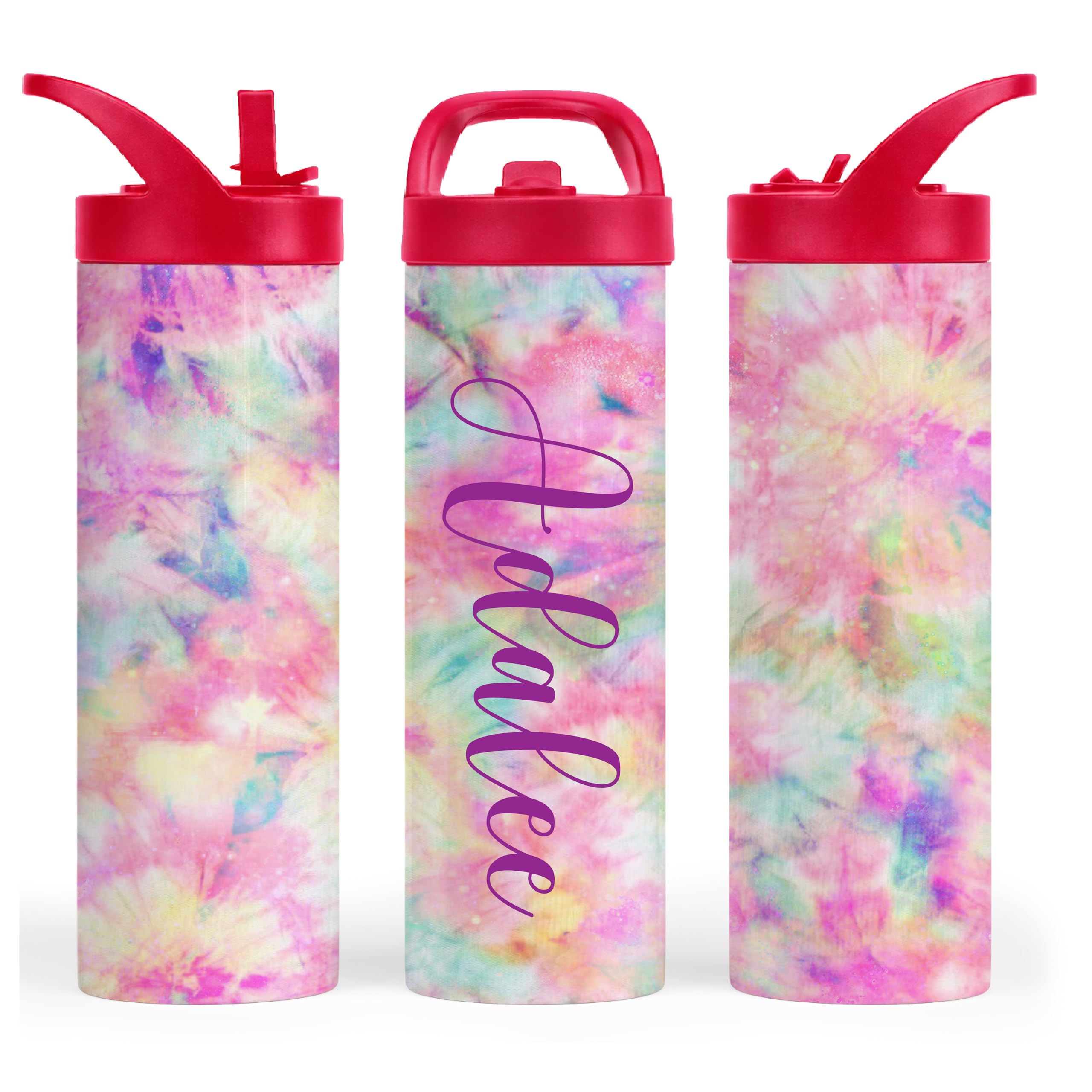 Personalized Insulated 12oz or 20oz TYE DYE Water Bottle | Girls Back To School Tumbler | Stainless Steel Insulated | Custom School Drinkware | Travel