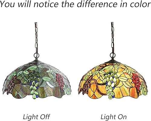 Miniatura 7 de Bieye L10762 - Lámpara colgante de techo estilo Tiffany con pantalla de 18 pulgadas de ancho, 3 luces, cableado duro