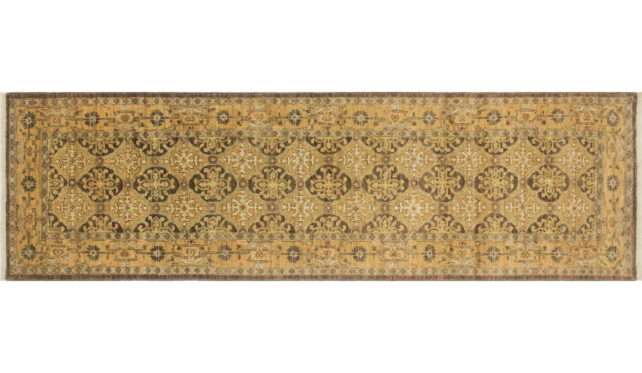 Noori Rug "Peshawar Khaliah" Hand Knotted Area Rug 2'8" x 9'7" Brown/Gold