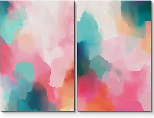 Miniatura 30 de SIGNLEADER Lienzo enmarcado para pared, juego de arte geométrico de mediados de siglo, formas de tocadiscos de música, ilustraciones abstractas,