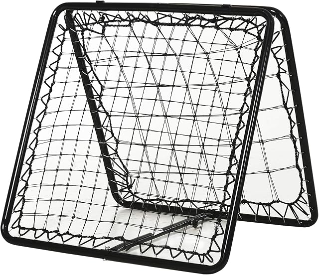 HOMCOM Angle Adjustable Double Sided Rebounder Net Training Aid Target Soccer Goal Kickback For Football, Baseball, Basketball - 75L x 75W cm