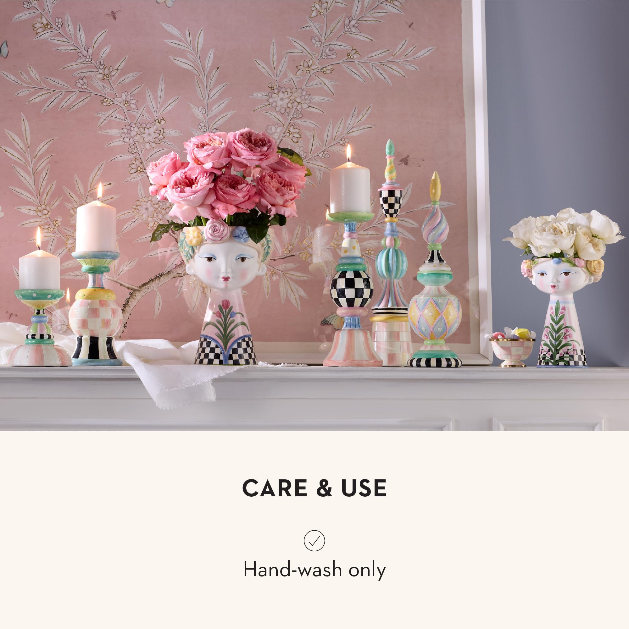 Amazon.com: MACKENZIE-CHILDS Ceramic Vase, Unique Decorative Vase