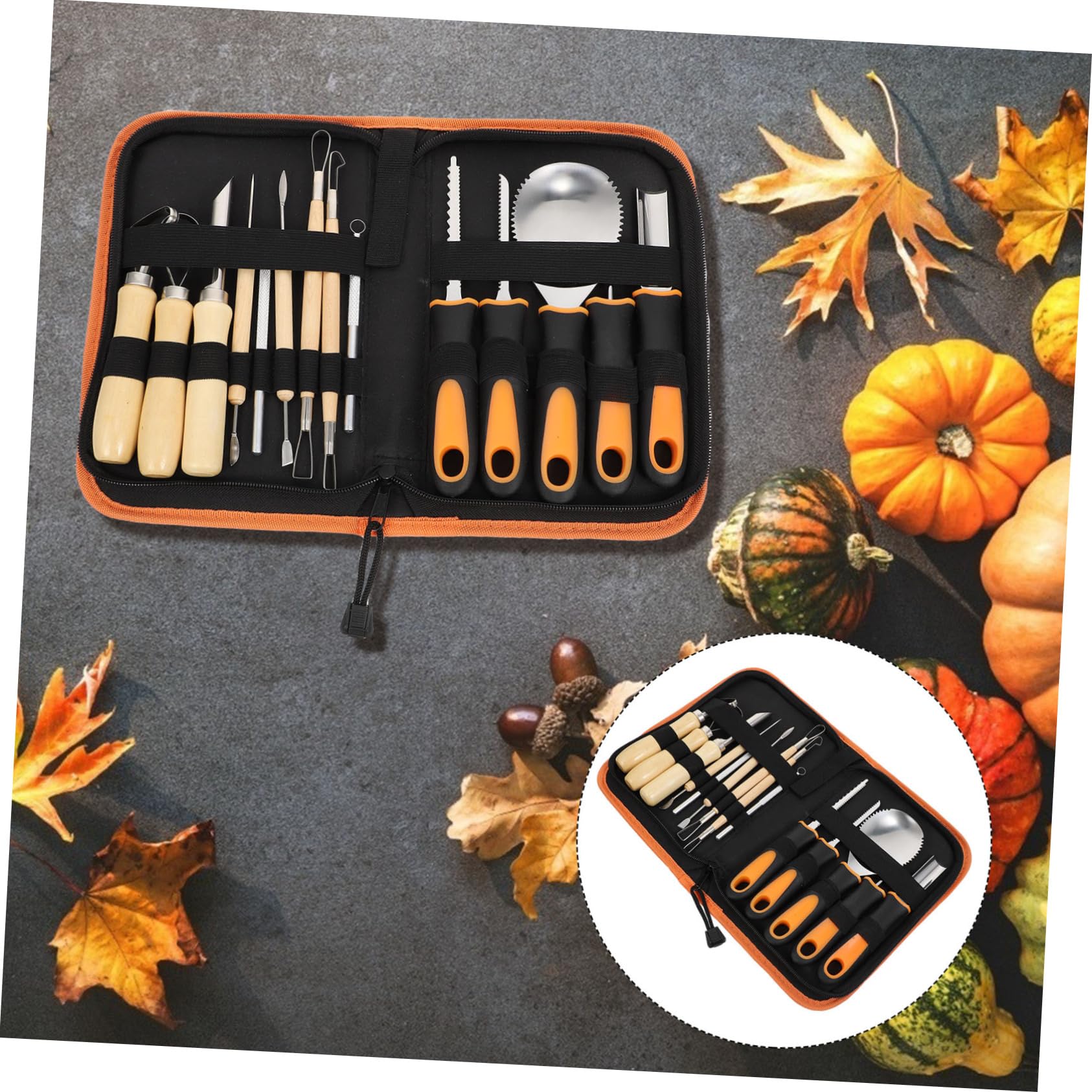 HOLIDYOYO Pumpkin Carving Tool Kit 15pcs Assorted Knives for Halloween Easy to Use