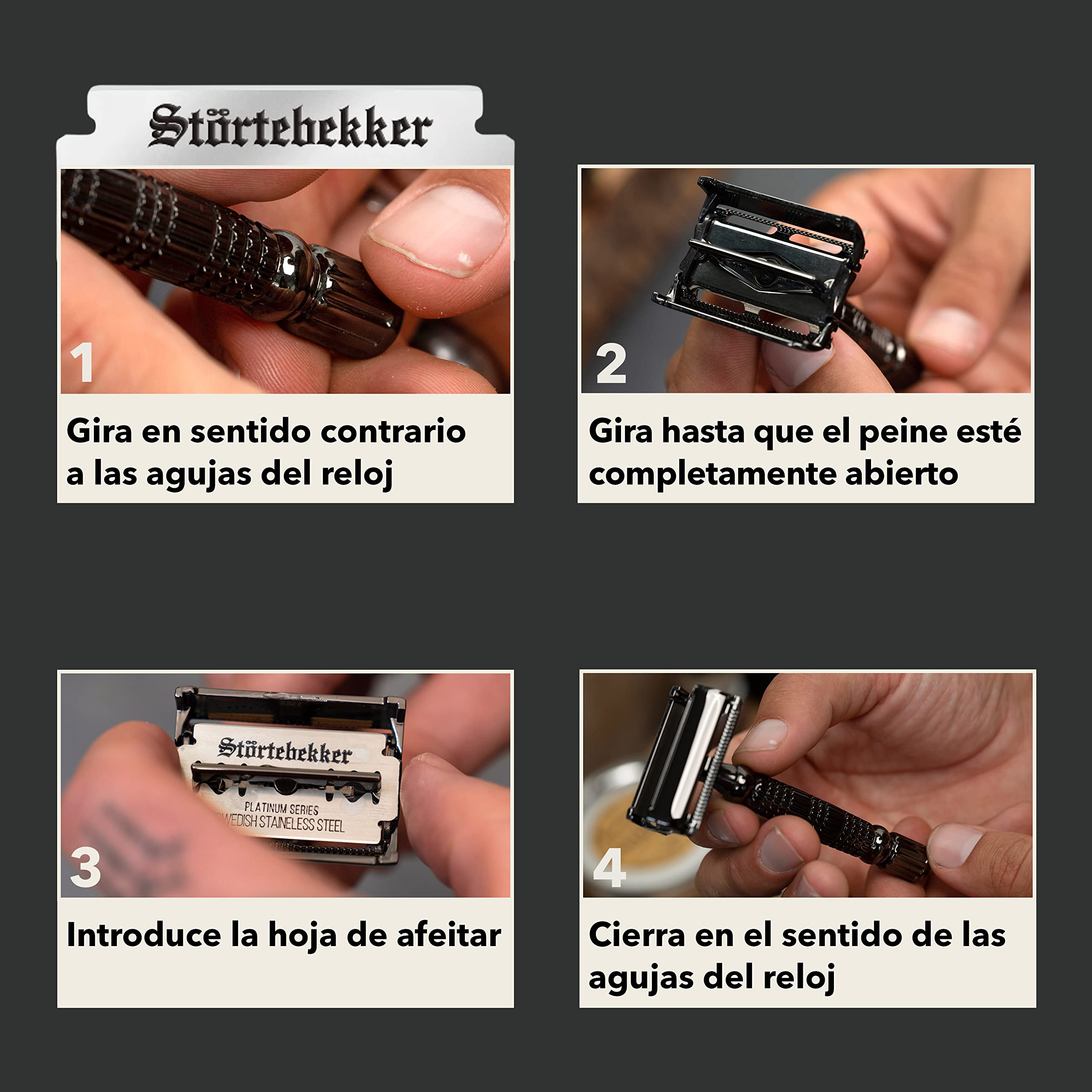 Juego de maquinilla de afeitar en estuche de cuero hecho a mano - incluye brocha de afeitar, bol de afeitado, jabón de afeitar, piedra de alumbre y 10 cuchillas de afeitar