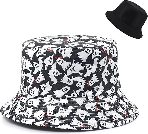 Sombrero de pescador de Halloween, sombrero de playa para el sol, divertido sombrero de pesca para mujer, reversible de doble cara