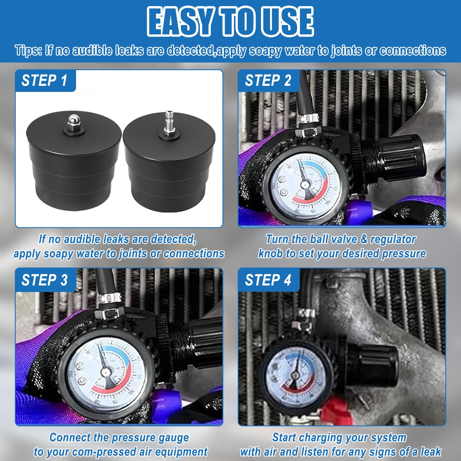 9tlg Turbolader Ladeluft System Adapter Satz Ladeluftkühler Abdrücksatz Tester Prüfwerkzeuge für Ladeluftschläuche, Abgasturbolader und Kompressorsysteme
