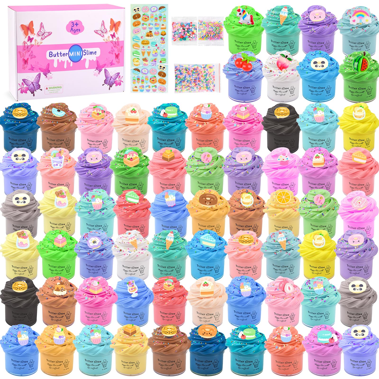 Butter Slime Kit, 68 Pack Mini Slimes for Kids Boys Girls, Colorful Scented Stretchy Non-Sticky Stress Relief Toy, Perfect Halloween Christmas Birthday Gift, Easter Basket Fillers