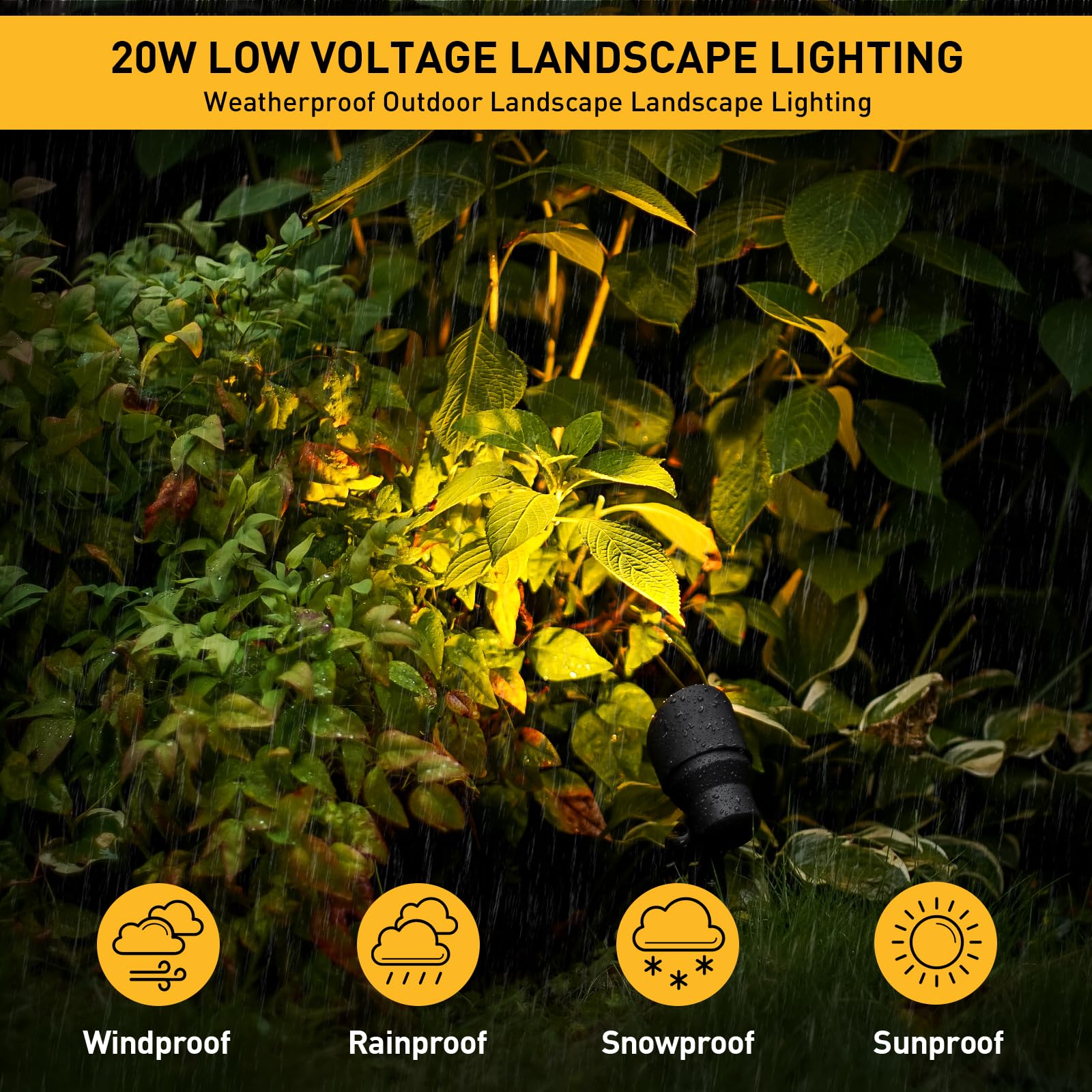 MALIBU 8301-9604 - Foco de iluminación de paisaje al aire libre de 20 W, bajo voltaje, 12 V CA, iluminación blanca cálida, 145 lúmenes, impermeable, para entrada, patio, césped, paredes, árboles