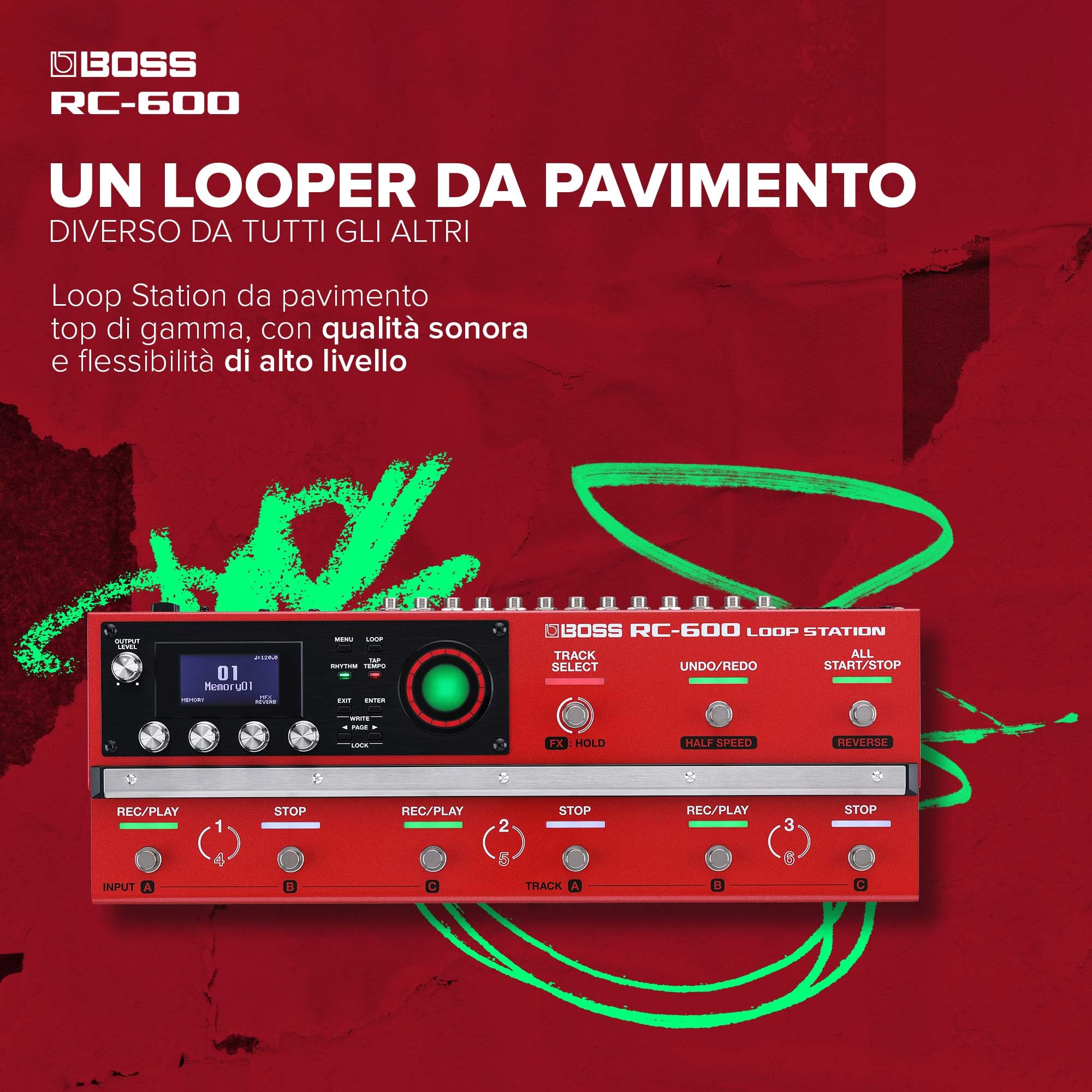 BOSS RC-600 Loop Station da pavimento per gli artisti del looping | Caratteristiche avanzate e funzioni personalizzabili | Qualità sonora di nuova generazione | Vaste opzioni di effetti integrati