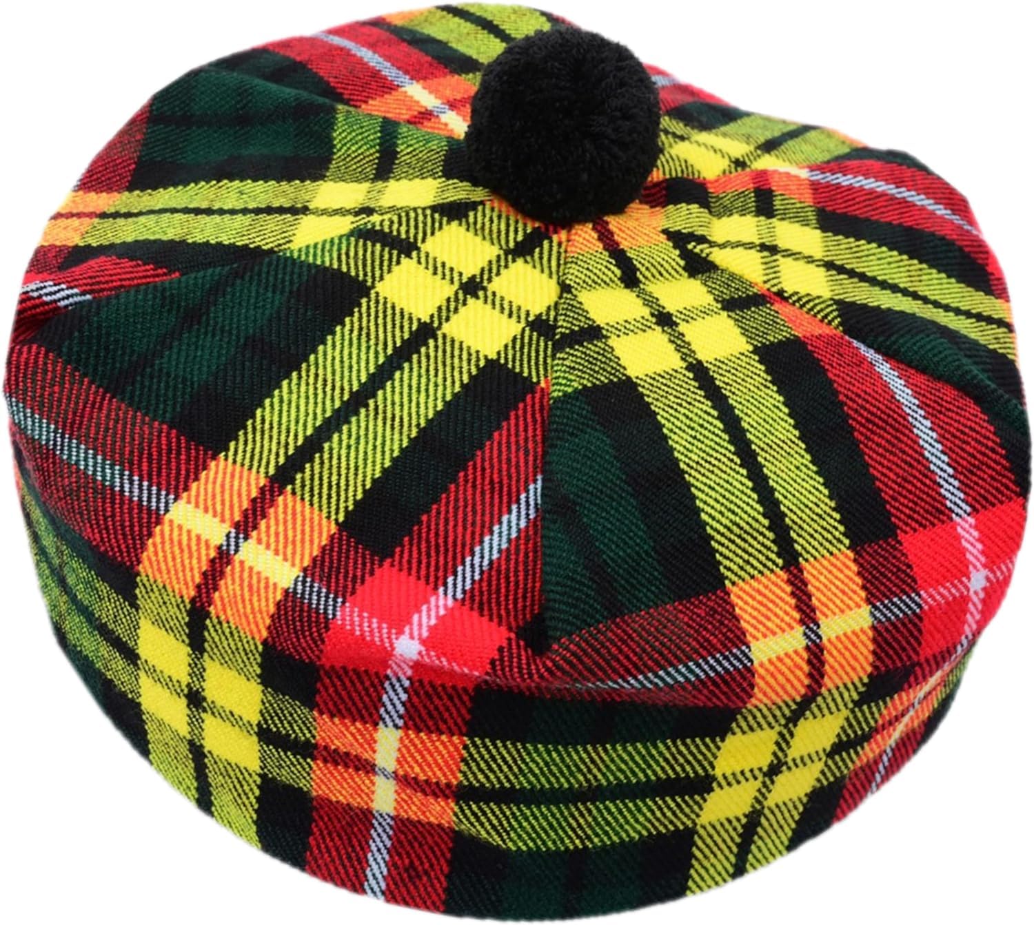 Highland Scottish Kilt Tam O' Shanter Acrylic Wool Tammy Hat/Cap One Size Various Tartans