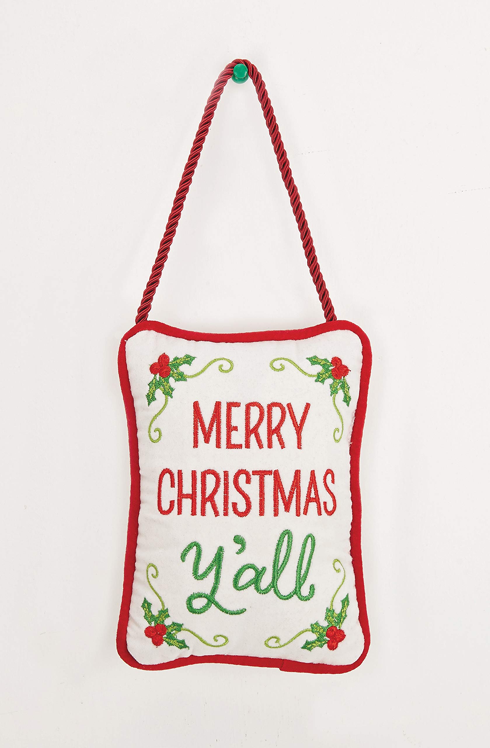 Peking Handicraft 31JES1125C7 Merry Christmas Y'all Velvet Door Hanger, 7-inch Length, Cotton and Velvet