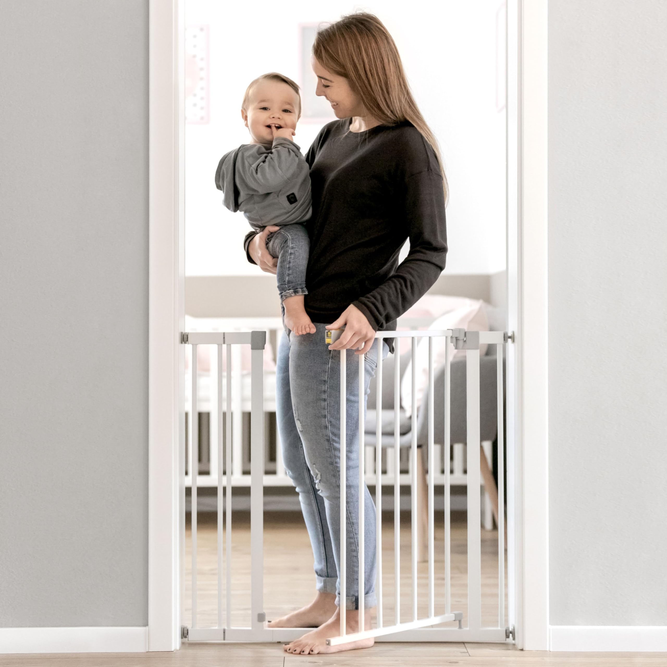 hauck Open N Stop Pressure Fit Baby & Pet Safety Gate w/ 8
