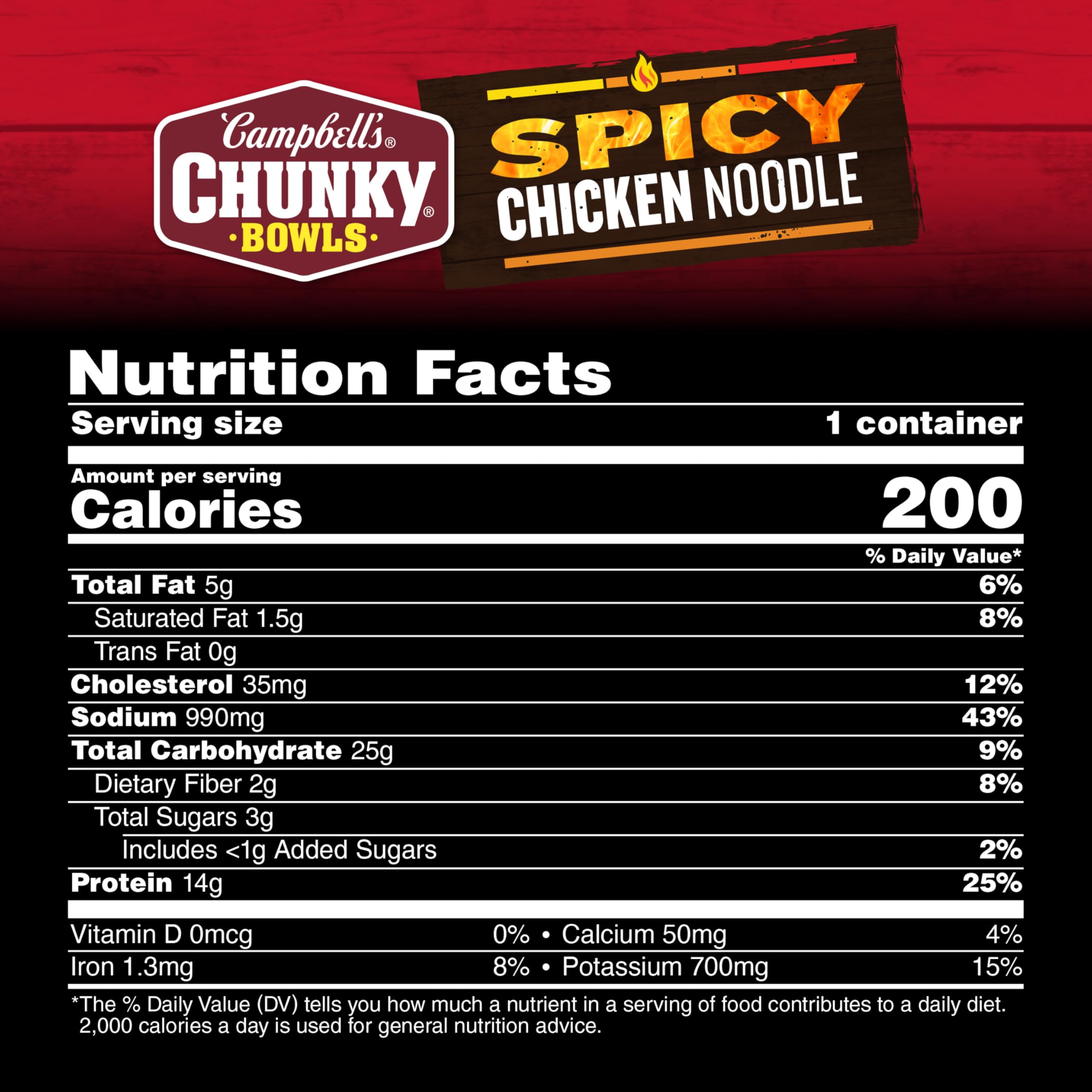 Campbell’s Chunky Spicy Chicken Noodle Soup, 15.25 oz Microwavable Bowl