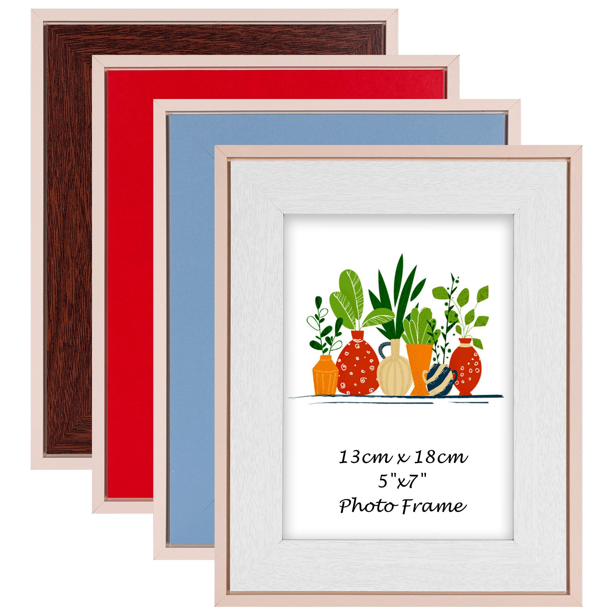 QUTREY 5x7 Kids Picture Frames Set of 4, Assorted Color 5 x 7 Photo Frames for 5 by 7 inch Pictures for Tabletop and Wall Collage