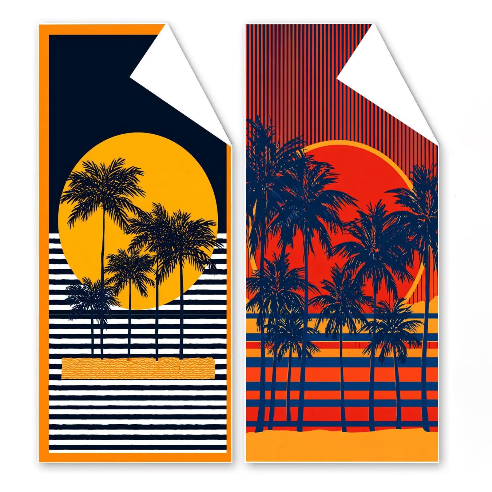 Telo Mare Microfibra 90x180 cm Telo Mare Grande, Asciugamano Palestra Assorbente Asciugatura Rapida, Asciugamano Mare Antisabbi Stuoia Spiaggia per Piscina, Viaggio 2 Set- Albero D'Arancio G1-1008