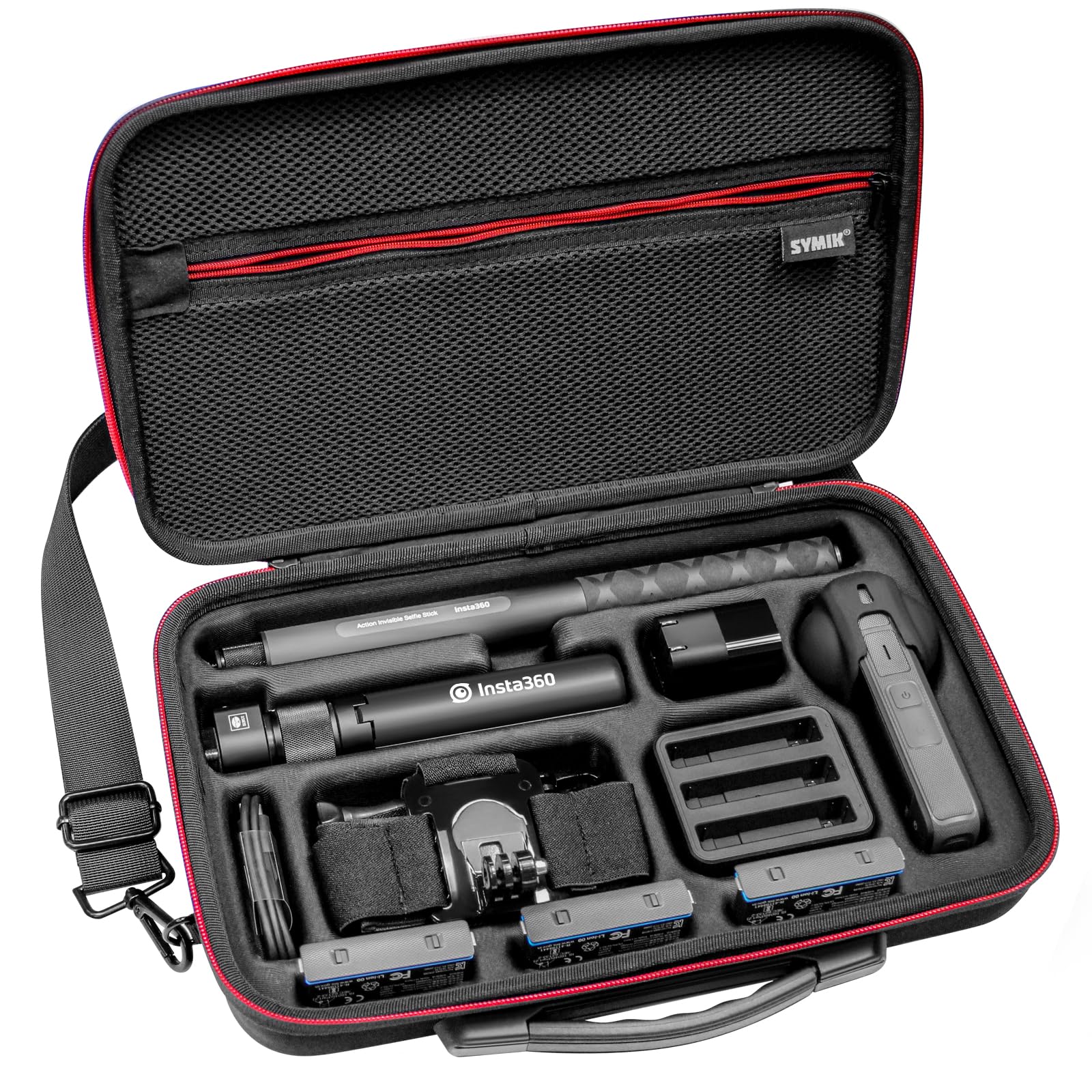 SYMIK S320-X Carrying Case for Insta360 X4, Anti-Water Splash & Anti-Shock Compact Travel Bag w/Shoulder Strap, Handy Handle and Pocket, Protective Nylon Case for Insta360 X4 Accessories Kit