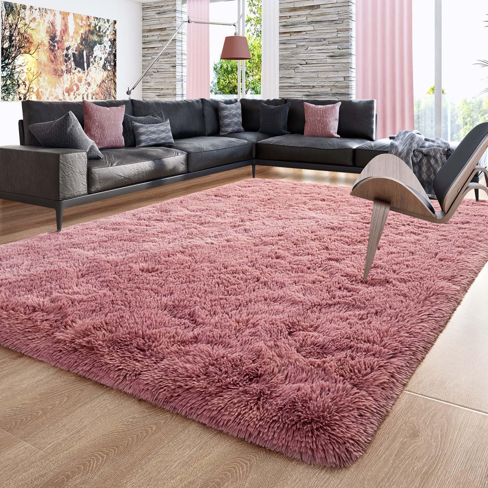 Ompaa Fluffy Rug, Super Soft Fuzzy Area Rugs for Bedroom Living Room - 6' x 9' Large Plush Furry Shag Rug - Kids Playroom Nursery Classroom Dining