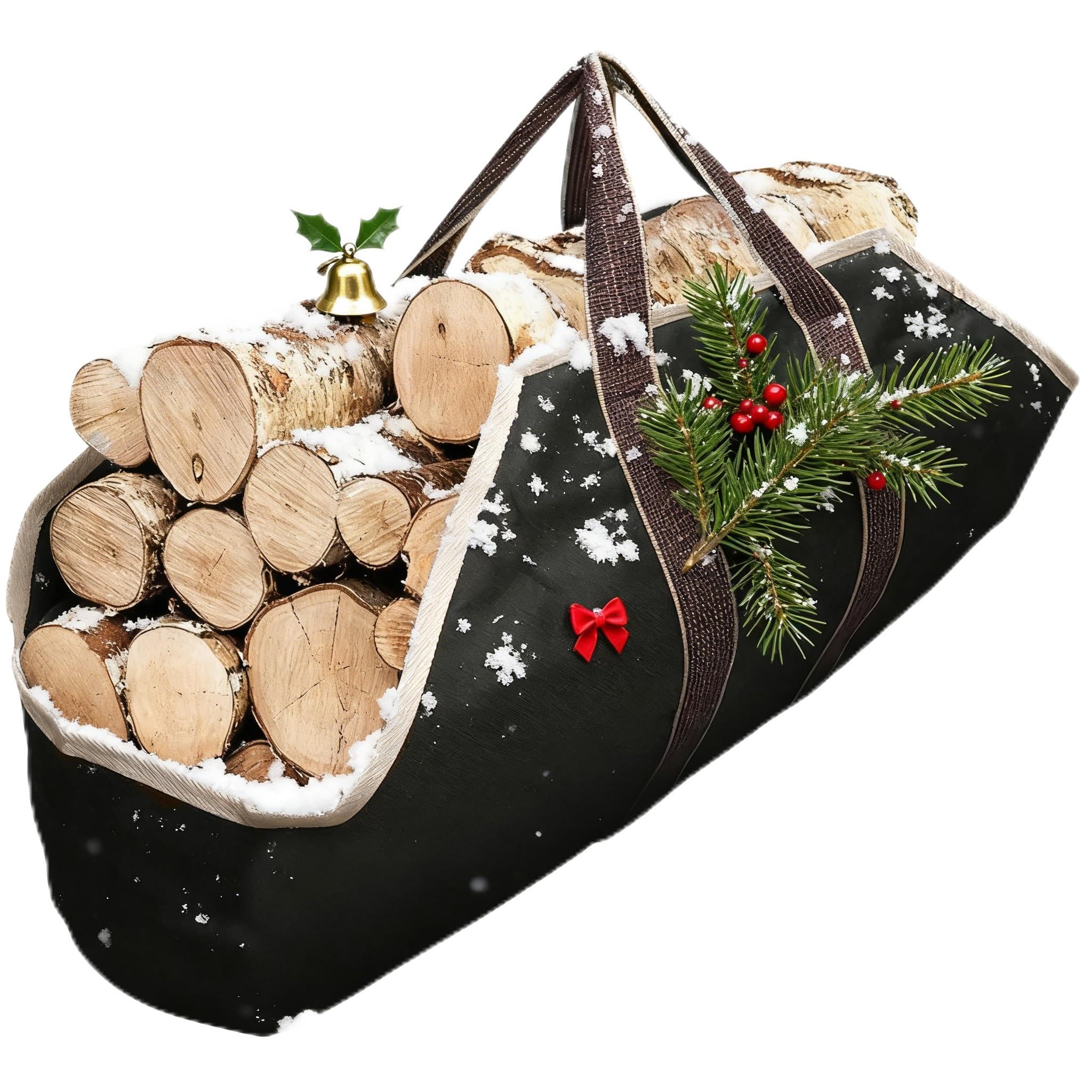 Amagabeli Garden & Home Large Canvas Log Tote Bag Carrier Indoor Fireplace Firewood Totes Holders Round Woodpile Rack Fire Wood Carriers Carrying For Outdoor Tubular Birchw
