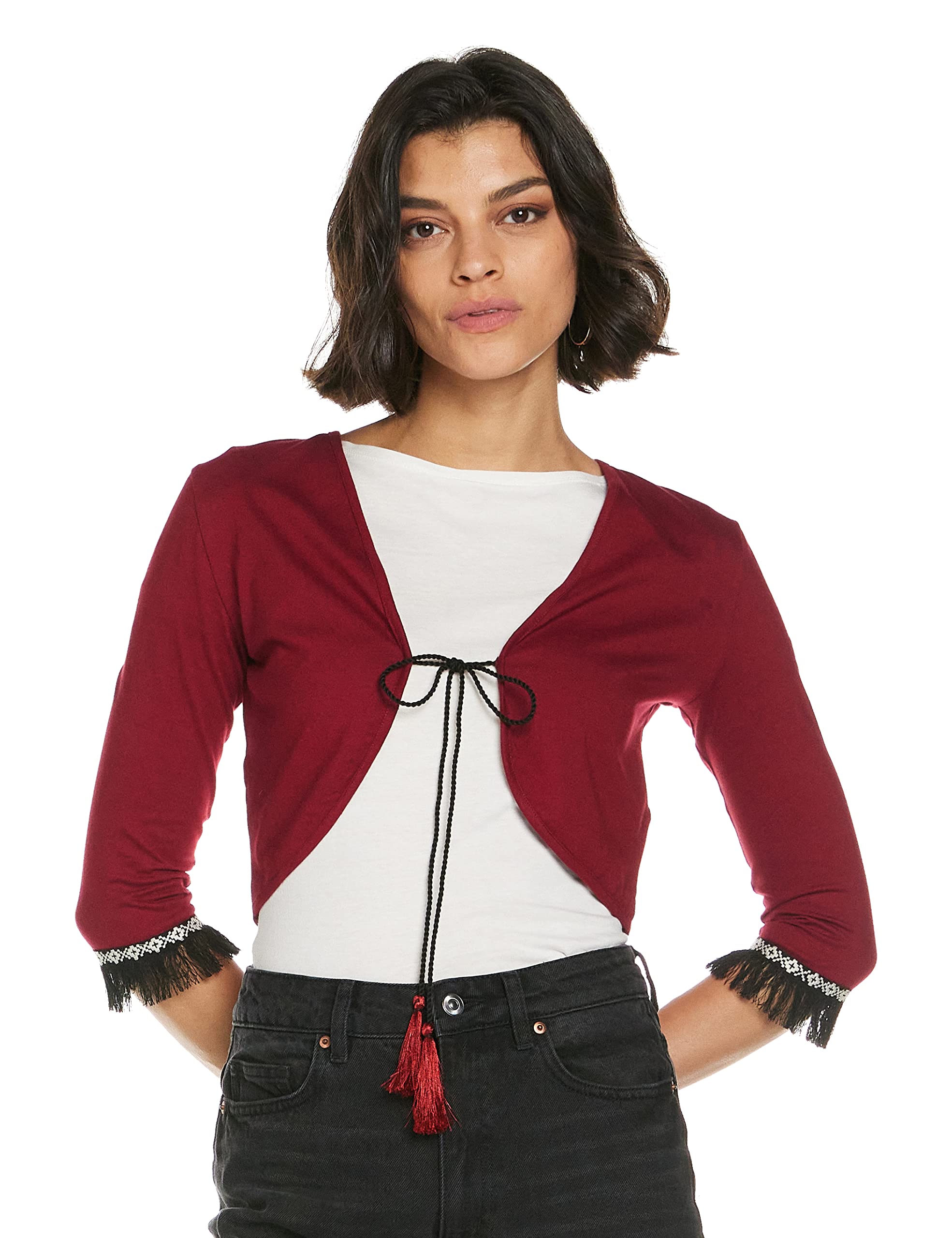 KRAVESolid Casual Womens Shrug Regular Cotton Lightweight Jacket