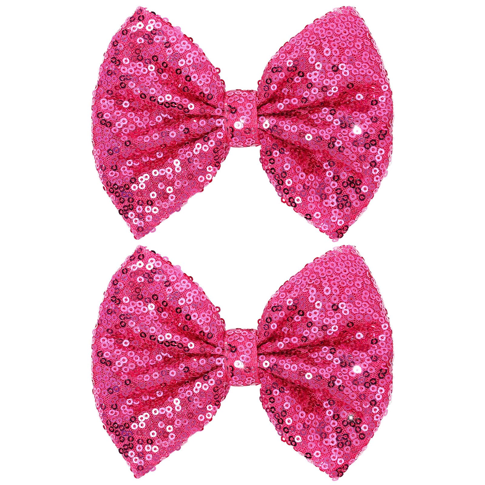Glitter Red Hair Bow Clips for Girls - Sparkly Sequin -13