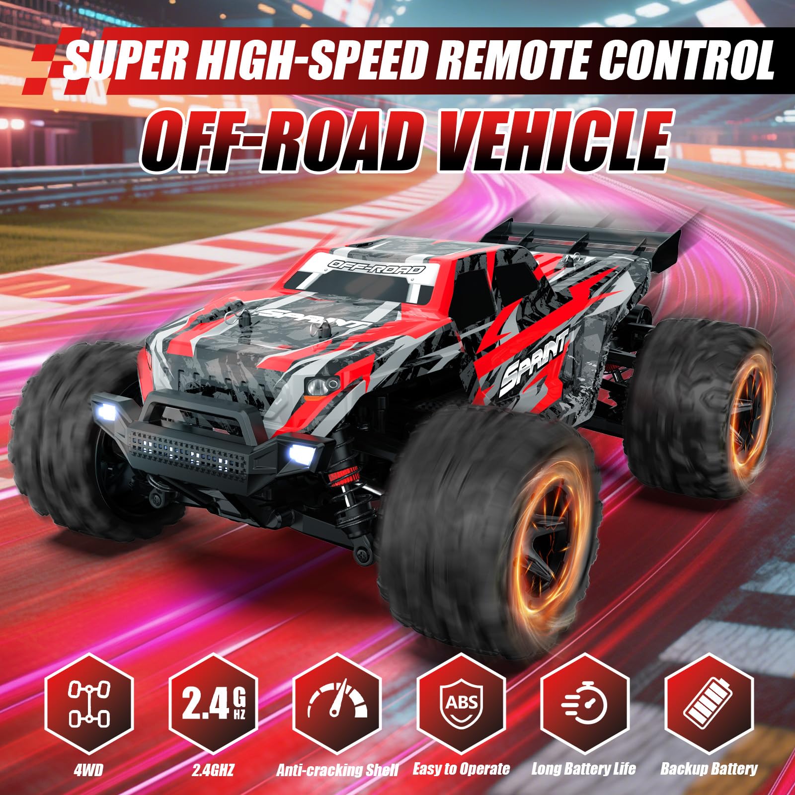 Macchina Telecomandata Professionale 40 KM/H, 1:18 Macchina Radiocomandata Veloce con Luce LED, 2,4 GHz Macchine Telecomandate Drift 4x4 Offroad, Auto RC Car per Esterni Bambini Bambina Adulti