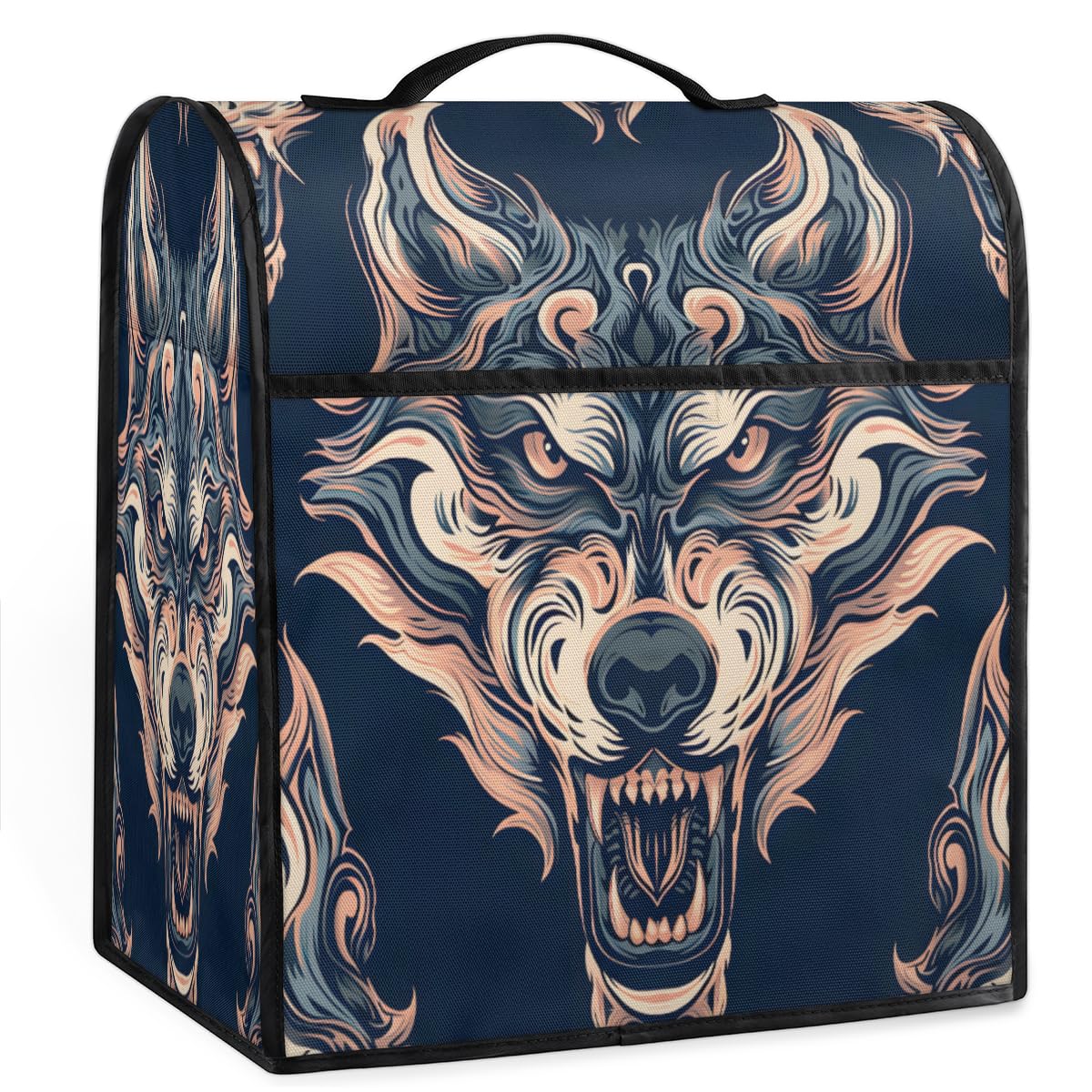 Coffee Maker Cover Ferocious Wolf Animal Kitchen Appliance Covers Small Appliance Covers Blender Cover Juicer Cover Dust Covers for Kitchen Appliances with Top Handle and Pockets,Washable,B122